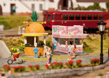 Preview: Süßigkeiten- und Fruchtsaftbude Faller 140443, Bausatz