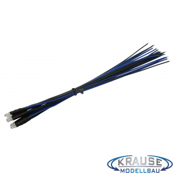 LED 3mm blau klar mit Litze und Vorwiderstand 5 Stück