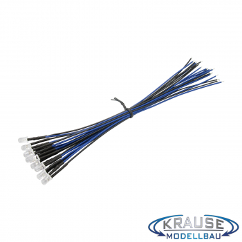 LED 5mm blau klar mit Litze und Vorwiderstand 5 Stück