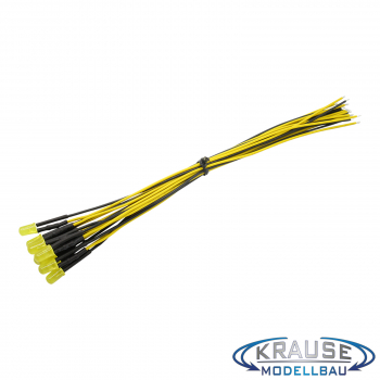 LED 5mm gelb diffus mit Litze und Vorwiderstand 5 Stück