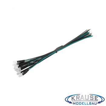LED 5mm grün klar mit Litze und Vorwiderstand 5 Stück