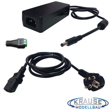 Schaltnetzteil 12 Volt / 5A inkl. Netzstecker und DC Adapter Hohlbuchse auf Schraubklemme