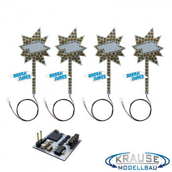 Preview: Break Dance N01 4 Lichtmasten Sterne adressierbare Pixel LEDs passend für Faller 140461