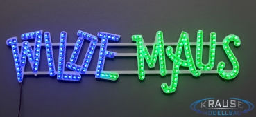Schriftzug Wilde Maus, adressierbare RGB Pixel LEDs, Modell Wilde Maus