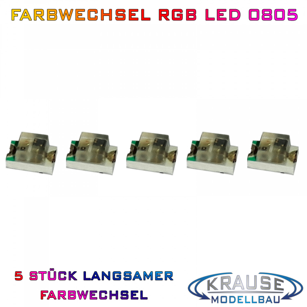 SMD-LED Typ 0805 RGB automatischer langsamer Farbwechsel, 5 Stück