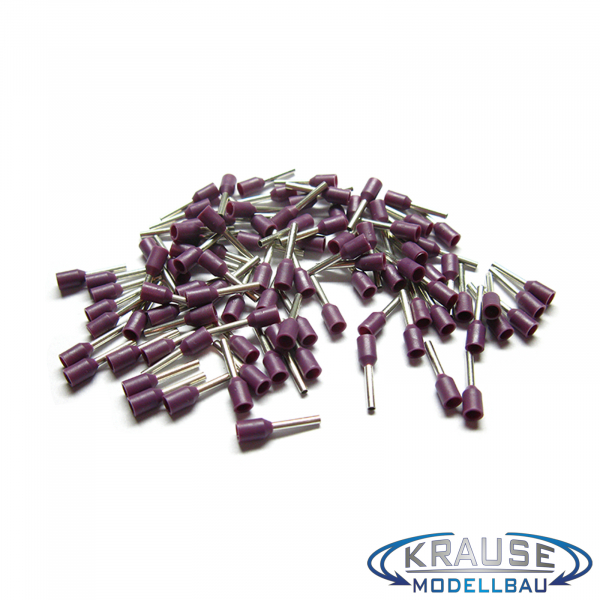 100 Aderendhülsen isoliert 0,25mm² N lila / violett DIN 46228 Teil 4