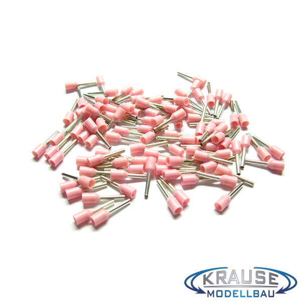 100 Aderendhülsen isoliert 0,34mm² N rosa / pink DIN 46228 Teil 4