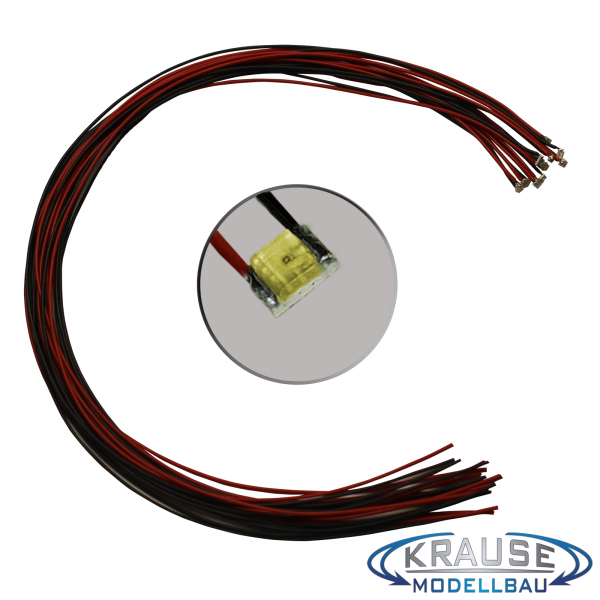 SMD-LED Typ 0805 gelb, diffuses Gehäuse mit Litze 0,05 mm² 5 Stück