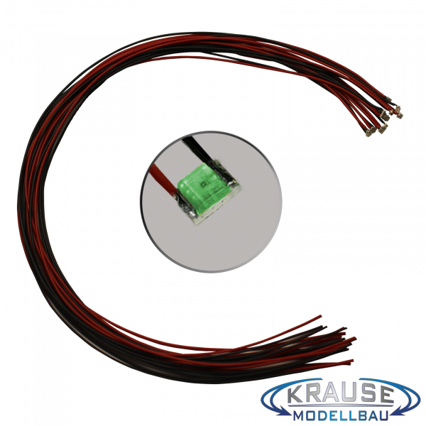 SMD-LED Typ 0805 grün, diffuses Gehäuse mit Litze 0,05 mm² 5 Stück