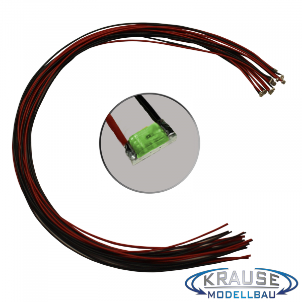 SMD-LED Typ 1206 grün, diffuses Gehäuse mit Litze 0,05 mm² 5 Stück