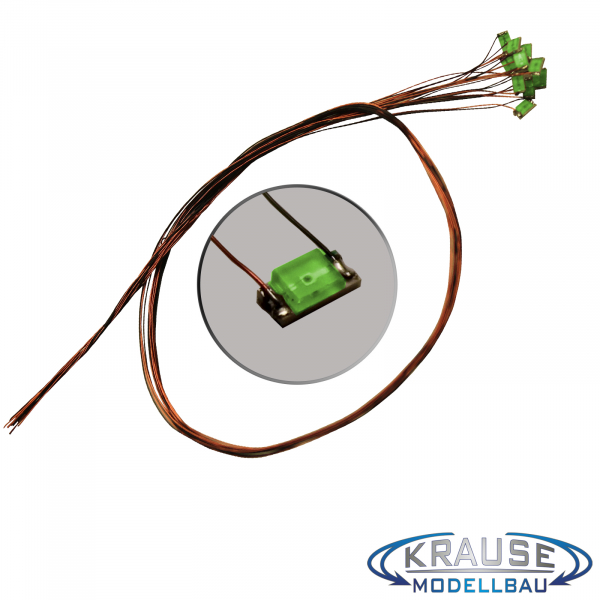 SMD-LED Typ 1206 grün, diffuses Gehäuse mit Kupferlackdraht 5 Stück