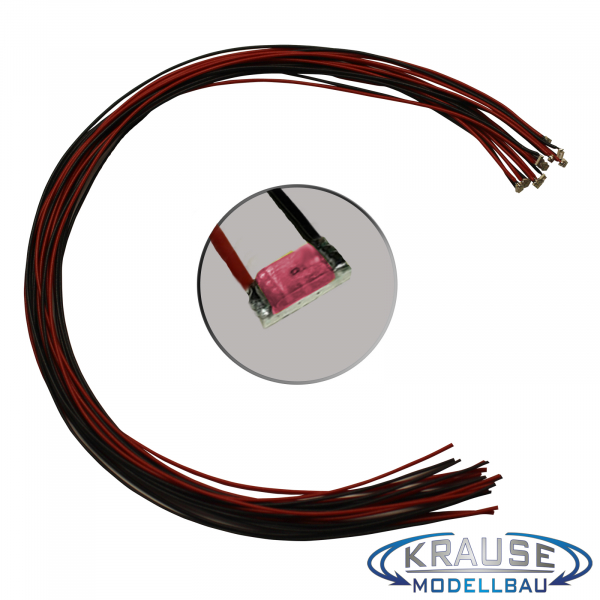 SMD-LED Typ 1206 rot, diffuses Gehäuse mit Litze 0,05 mm² 5 Stück
