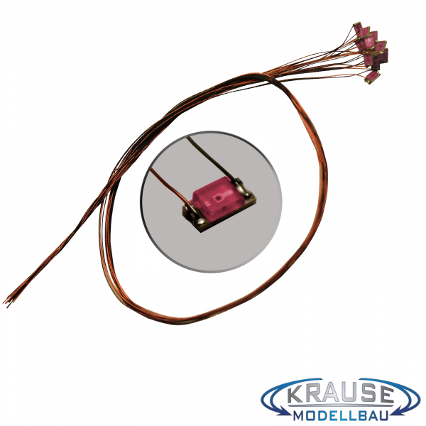 SMD-LED Typ 1206 rot, diffuses Gehäuse mit Kupferlackdraht 5 Stück