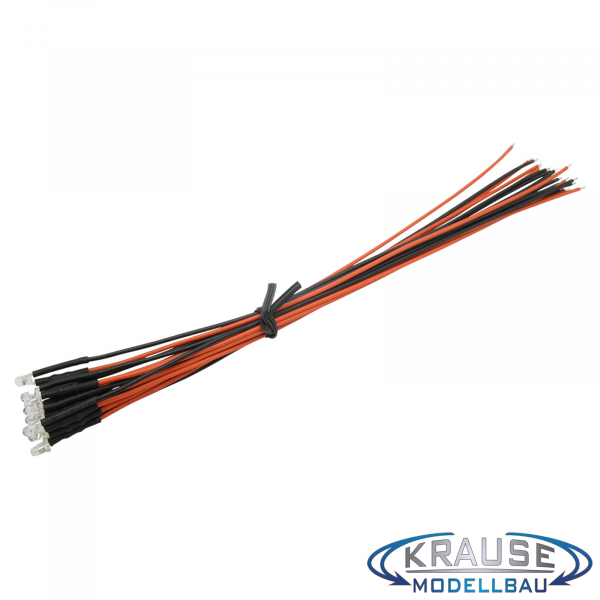 LED 3mm orange klar mit Litze und Vorwiderstand 5 Stück