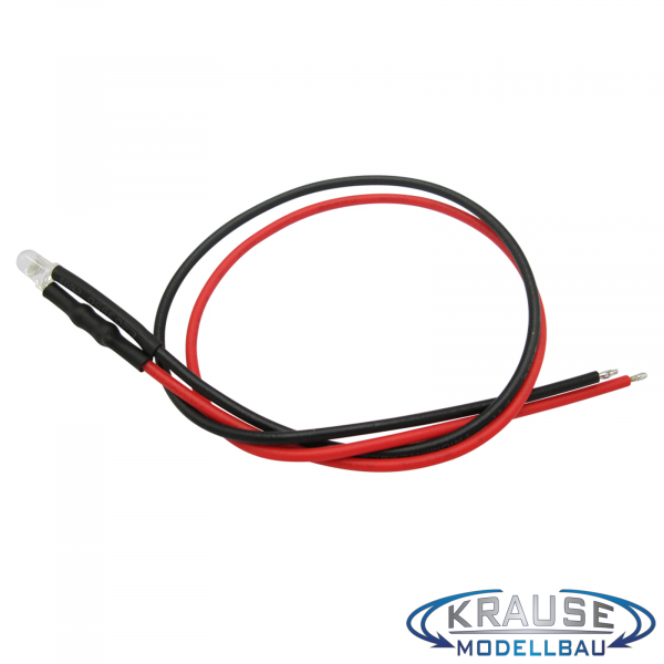 LED 3mm rot klar mit Litze und Vorwiderstand 5 Stück