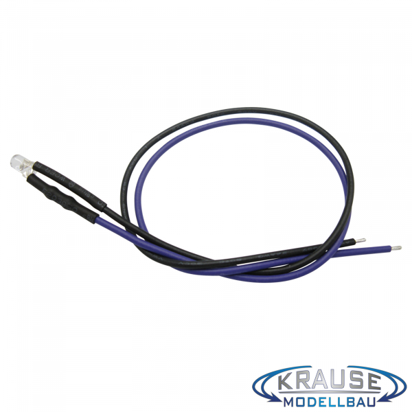 LED 3mm violett (UV) klar mit Litze und Vorwiderstand 5 Stück
