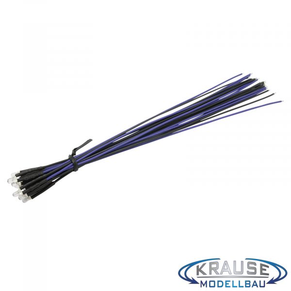 LED 3mm violett (UV) klar mit Litze und Vorwiderstand 5 Stück