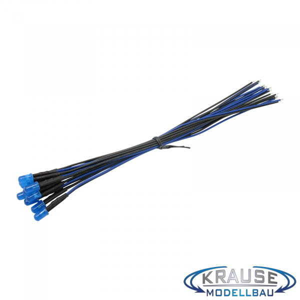 LED 5mm blau diffus mit Litze und Vorwiderstand 5 Stück