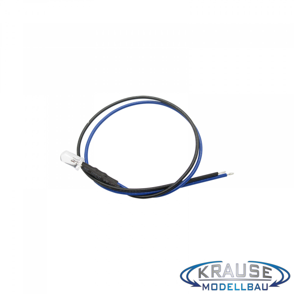 LED 5mm blau klar mit Litze und Vorwiderstand 5 Stück