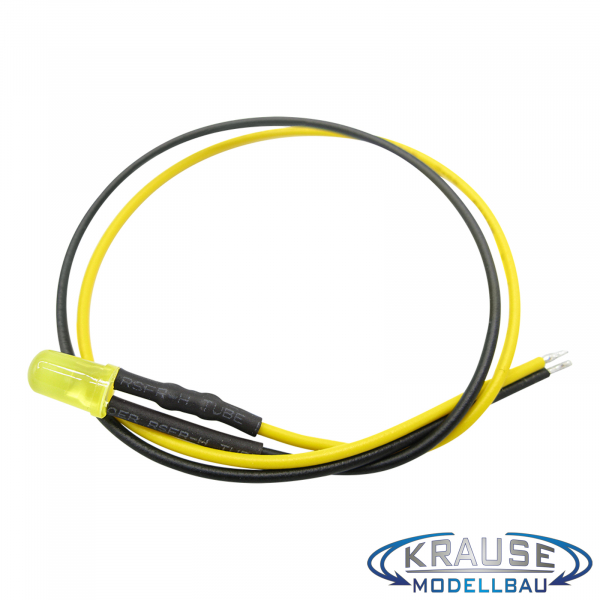 LED 5mm gelb diffus mit Litze und Vorwiderstand 5 Stück