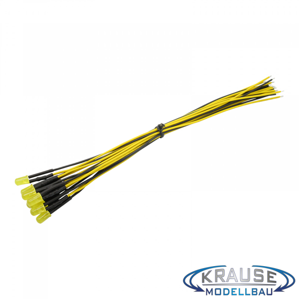 LED 5mm gelb diffus mit Litze und Vorwiderstand 5 Stück