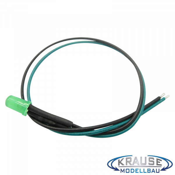 LED 5mm grün diffus mit Litze und Vorwiderstand 5 Stück