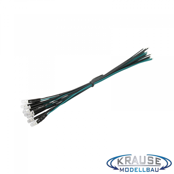 LED 5mm grün klar mit Litze und Vorwiderstand 5 Stück