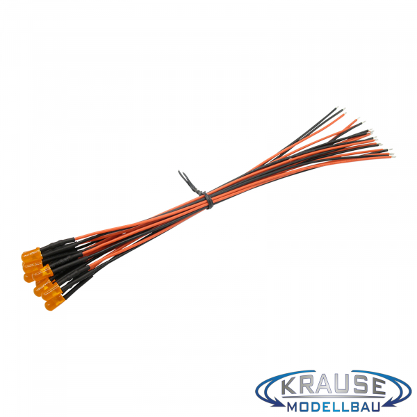 LED 5mm orange diffus mit Litze und Vorwiderstand 5 Stück