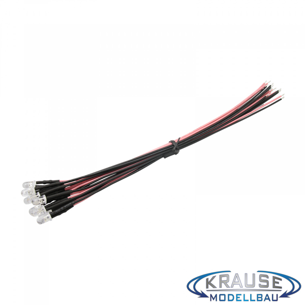 LED 5mm pink klar mit Litze und Vorwiderstand 5 Stück