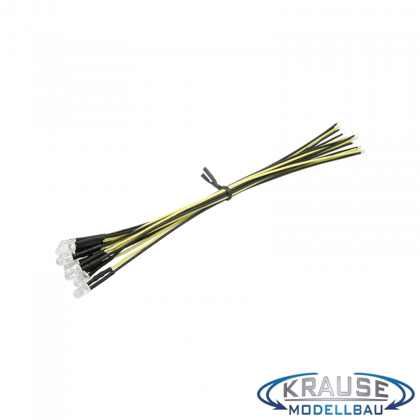 LED 5mm warmweiss klar mit Litze und Vorwiderstand 5 Stück