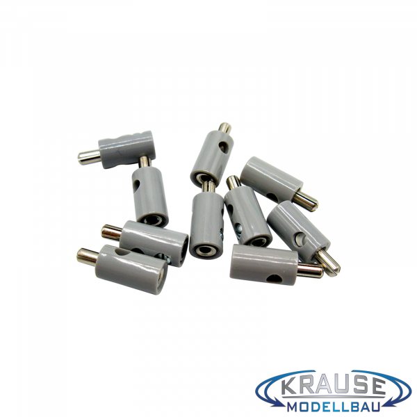 Querlochstecker Bananenstecker 2,6 mm grau 10 Stück