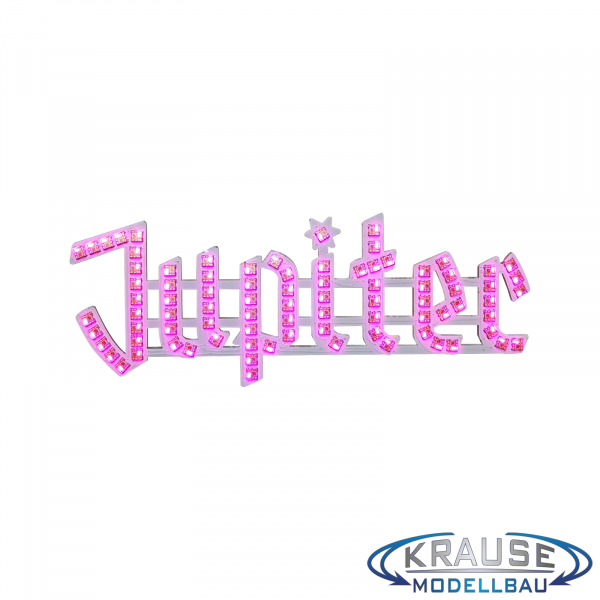Beleuchtung Schriftzug Jupiter, adressierbare RGB Pixel LEDs, Modell Jupiter Riesenrad