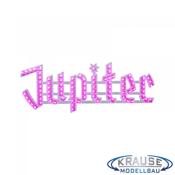 Beleuchtung Schriftzug Jupiter, adressierbare RGB Pixel LEDs, Modell Jupiter Riesenrad