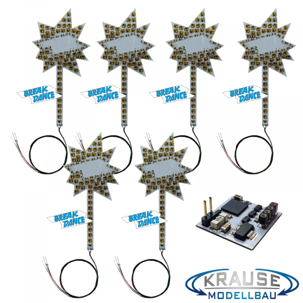 Break Dance N01 6 Lichtmasten Sterne adressierbare Pixel LEDs passend für Faller 140461