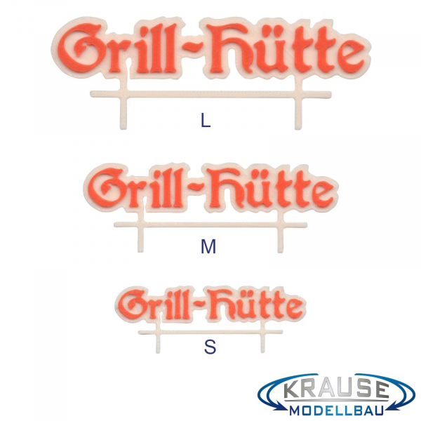 Schild Schriftzug "Grill-Hütte" in drei Varianten